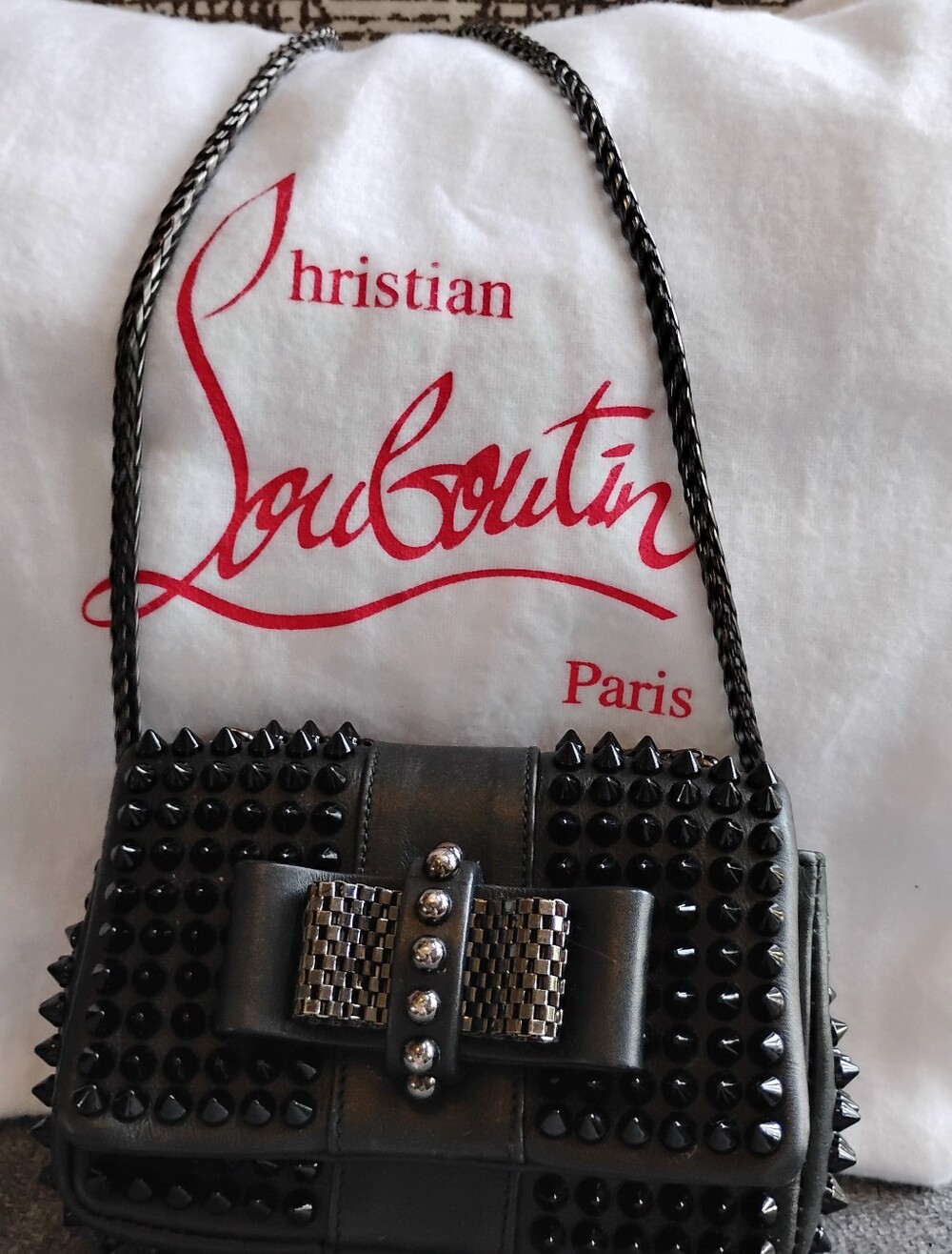 Christian Louboutin Sweet Charity Black Studded Crossbody Bag